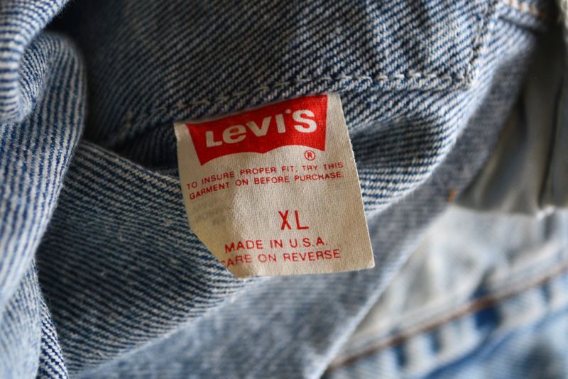Levis 70-80s denim jacket care tag