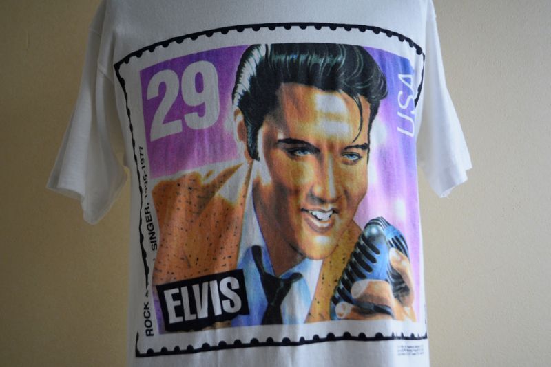 1990s ELVIS 29￠Stamp Tシャツ MADE IN USA 表記M - 古着屋HamburgCafe