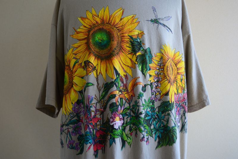 1990s ひまわり アートTシャツ 