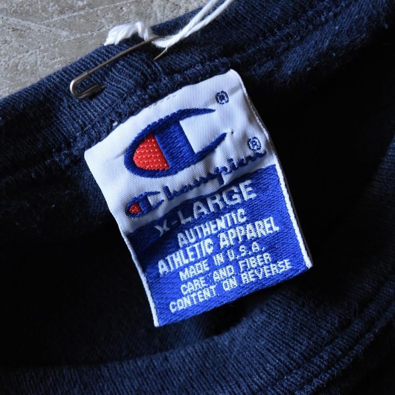 美品USA製Champion90s青タグカレッジTシャツXLウエアハウス1001 90s USA製 チャンピオン ラバープリントカレッジTシャツ 青タグ