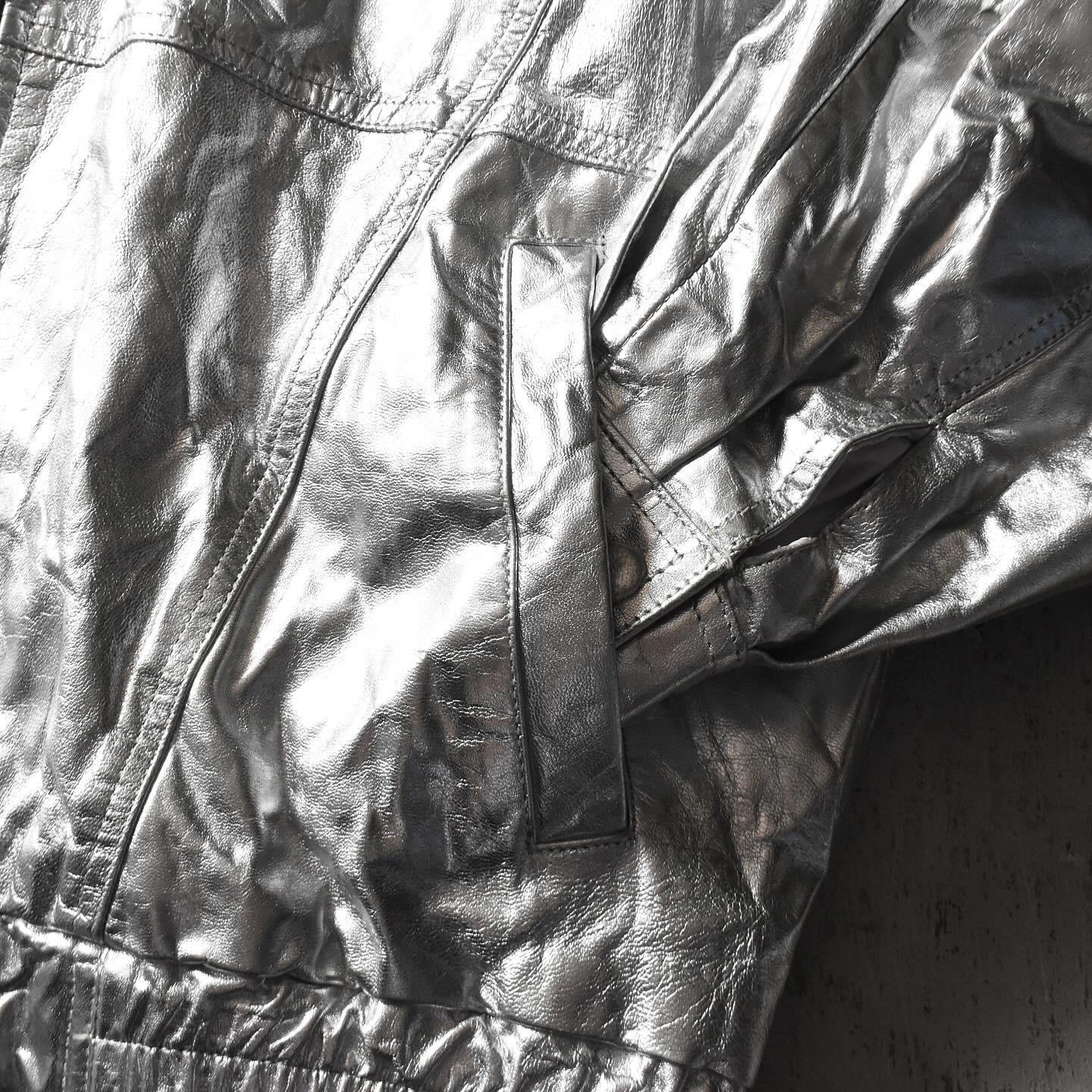 1980-90s 銀のレザージャンパー 表記L - 古着屋HamburgCafe