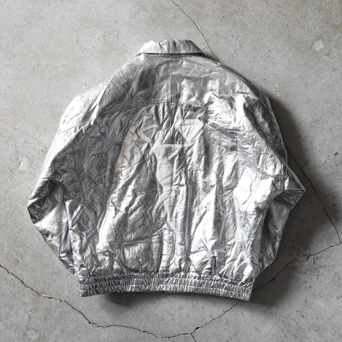ジ*ー様 タブラ　ジャンク品　1980年製 1980-90s 銀のレザージャンパー 表記L - 古着屋HamburgCafe