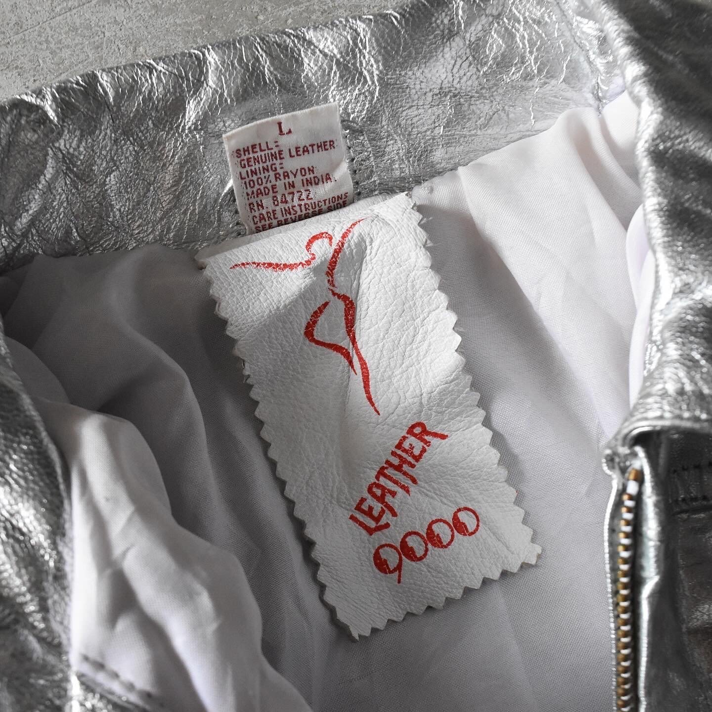 1980-90s 銀のレザージャンパー 表記L - 古着屋HamburgCafe